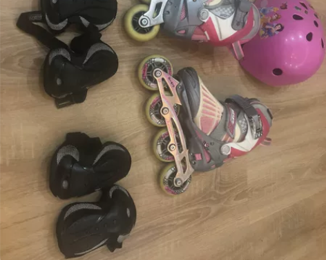 全套粉色m-cro轮滑鞋，33-36码，原...