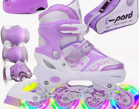 旱冰鞋 新款四轮成人儿童双排轮滑鞋男女滑冰...