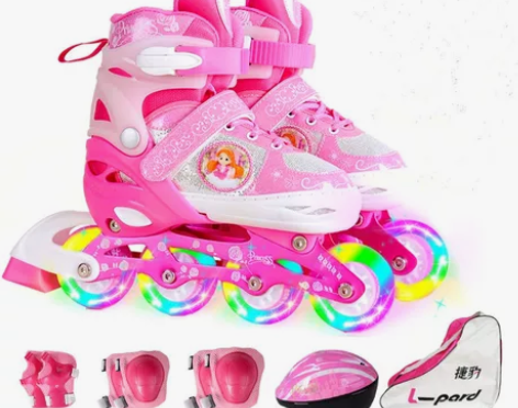 捷豹溜冰鞋儿童全套装男女旱冰鞋滑冰鞋轮滑鞋...