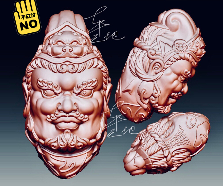 stl 大黑天黄财神08圆雕图黄财神玉雕挂...