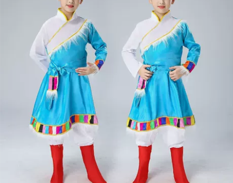 藏族舞蹈服装演出服儿童秋季西藏走秀藏式衣服...