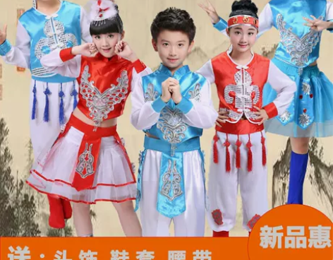 少数民族服装男女蒙古袍藏族舞蹈演出服儿童筷...