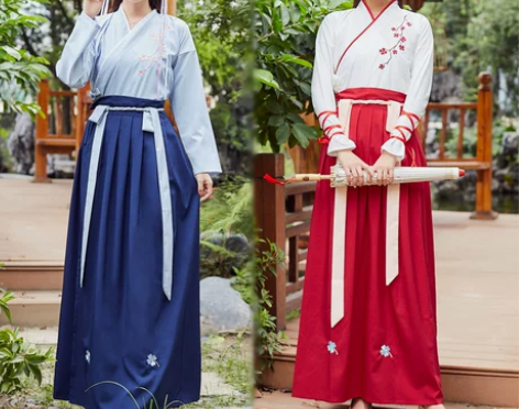 改良汉服女古装中国风汉元素仙学生交领齐腰襦...