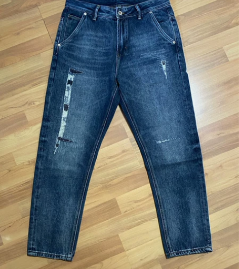 美式街头牛仔裤 潮ins高街男宽松直筒破洞...