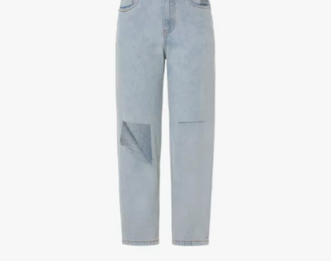 MOCO2022夏季新品破洞牛仔裤爱心高腰...