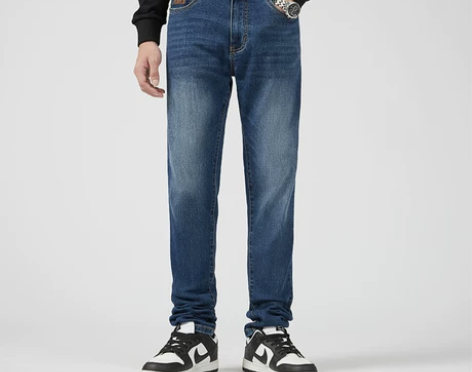 中低腰弹力洗水牛仔裤男长裤显高显瘦高档商务...