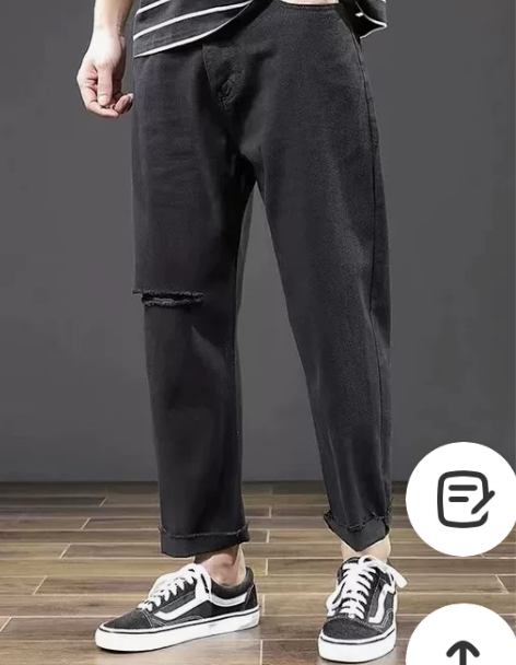 2022夏季直筒牛仔裤男薄款宽松毛边破洞潮...