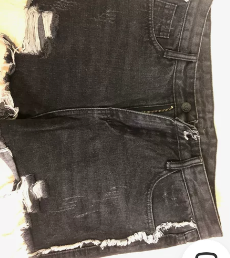 黑色牛仔主要短裤女L码毛边破洞显瘦显腿长 ...