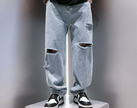 破洞牛仔裤 水洗破洞牛仔裤有术男春秋季潮牌...