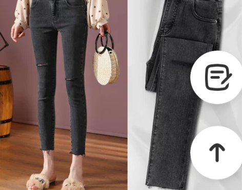 高腰破洞牛仔裤女春秋款2022年新款显瘦显...