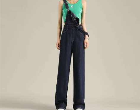 BRN网红牛仔背带裤女2022秋季新款宽松...