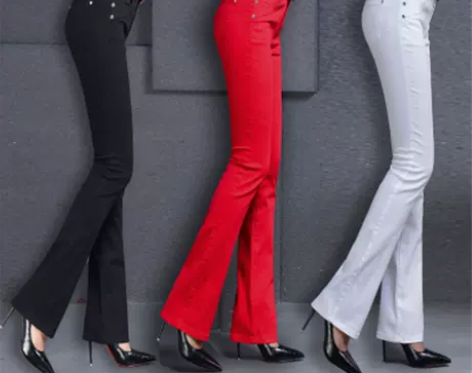 微喇叭裤长裤2022年春秋糖果彩色阔腿裤韩...