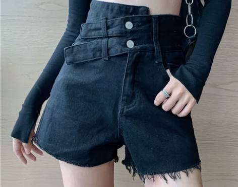 高腰牛仔短裤女夏季2022年新款大码显瘦设...