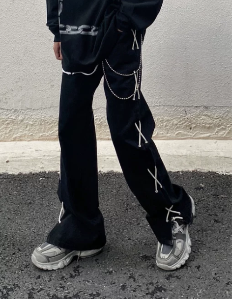 阔腿裤牛仔裤 牛仔裤长裤非潮勿近 ins高...