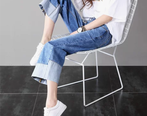 高腰阔腿牛仔裤女宽松九分春装2020年新款...