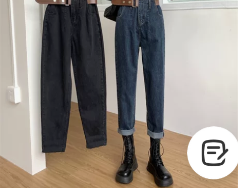 裤子女春季2022年新款高腰直筒阔腿牛仔裤...