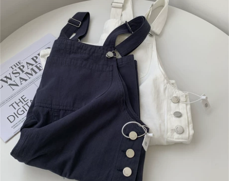 夏季新品水洗减龄牛仔休闲背带短裤女韩版百搭...