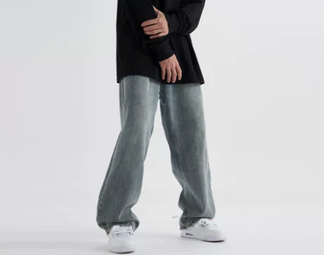 阔腿牛仔裤 牛仔阔腿裤直筒FLY OFF复...