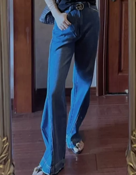 阔腿牛仔裤 显瘦阔腿牛仔裤ED纯棉长裤复古...