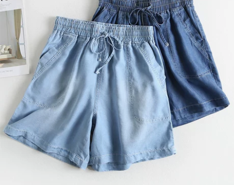 夏季冰丝短裤女超薄新款高腰韩版宽松大码天丝...