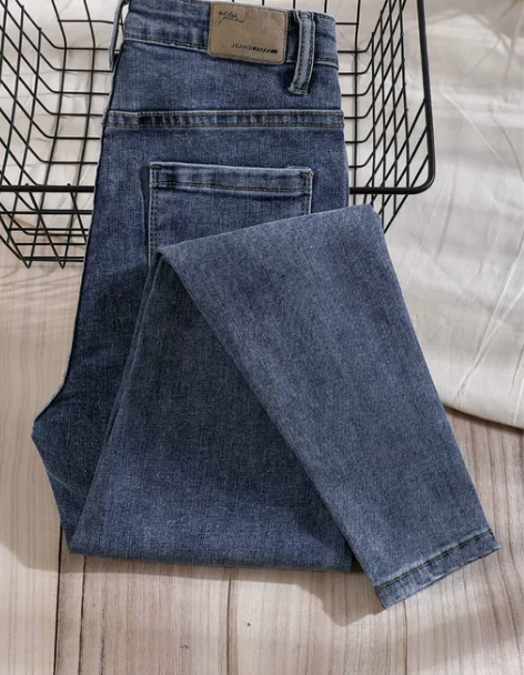 牛仔铅笔裤 铅笔复古蓝小脚裤女2022年春...