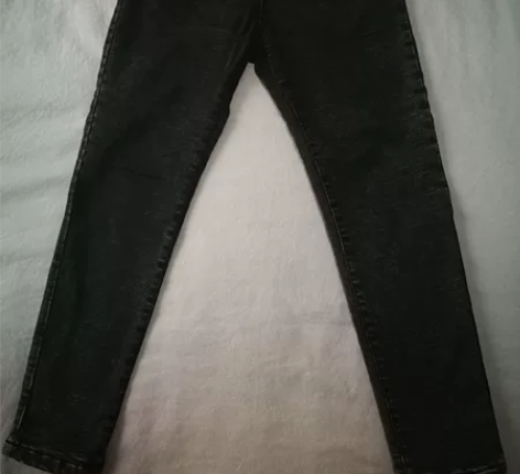 女童秋冬烟黑色修身加绒牛仔裤，铅笔裤，实体...