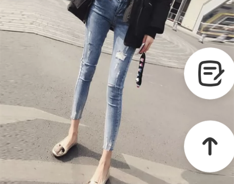 韩国破洞牛仔裤女夏天韩版修身显瘦九分裤弹力...