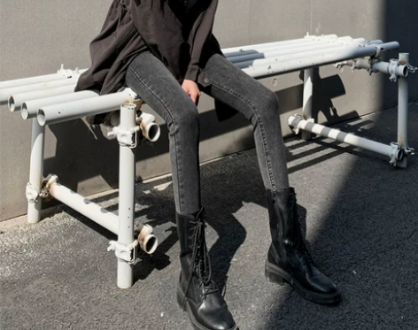 2020秋冬灰黑色牛仔裤女高腰显瘦显高紧身小脚铅笔裤新款加绒...