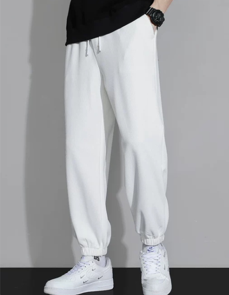 裤子长裤白色卫裤男春秋季ins高街潮牌宽松...