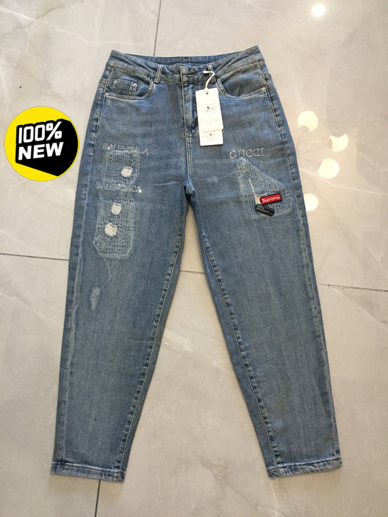 九分裤,女,弹力微垮休闲九分牛仔裤,夏款薄...