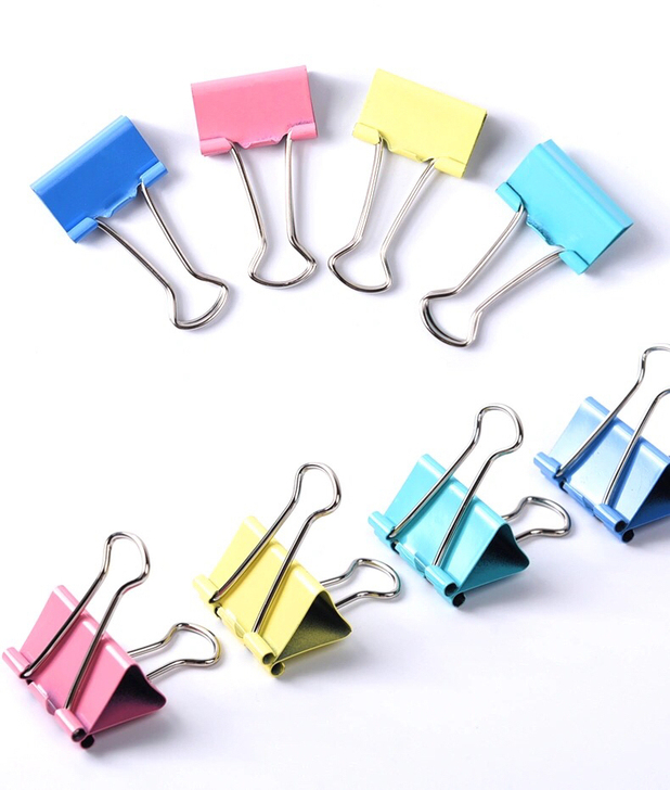 彩色长尾票夹19-51mm文件夹子燕尾夹铁...