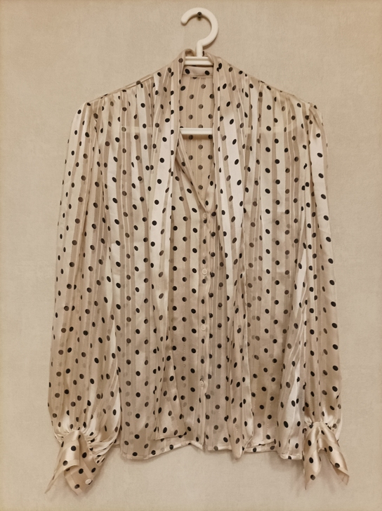 桑蚕丝波点飘带衬衫 s码