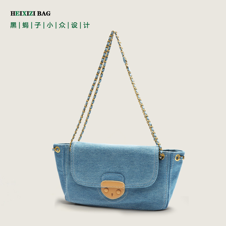 黑蝎子腋下牛仔女士包