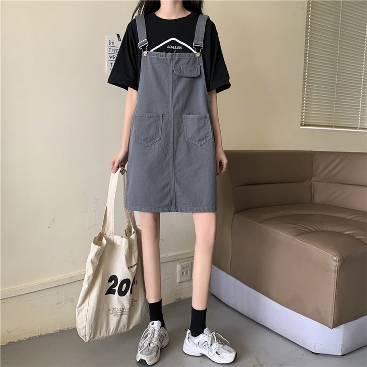 (可出可换)灰色背带裙，尺码L，穿了一次