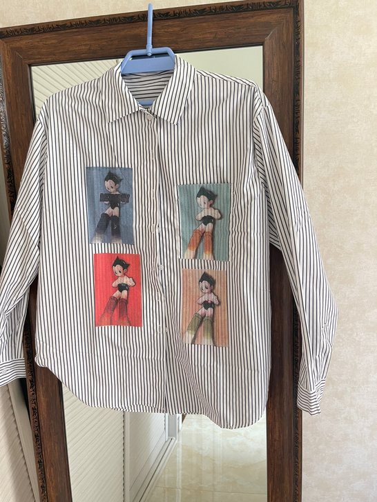 阿童木条纹衬衫，M码，全新仅拆吊牌。