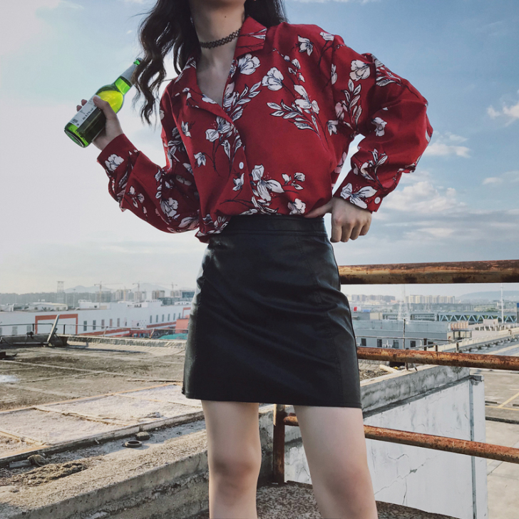 防走光PU皮裙女夏黑色短裙子a字裙复古港风...