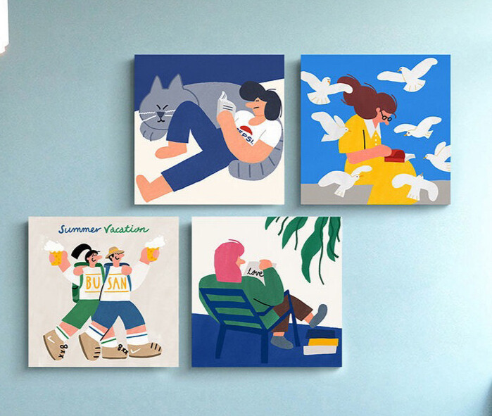 【全新特价包邮】小清新插画卡通墙壁挂画无框...