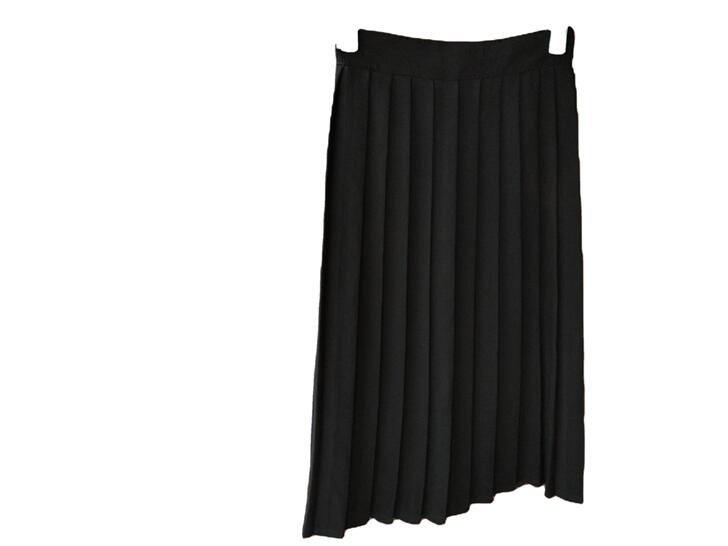 纯色百褶半身裙学院风短裙  裙长：中长款 ...