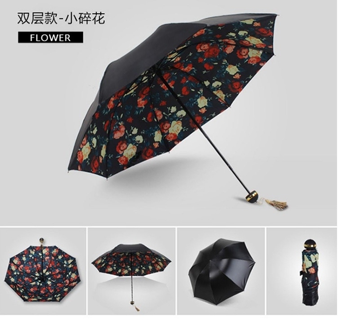 防晒伞超强防紫外线双层太阳伞黑胶晴雨两用雨...