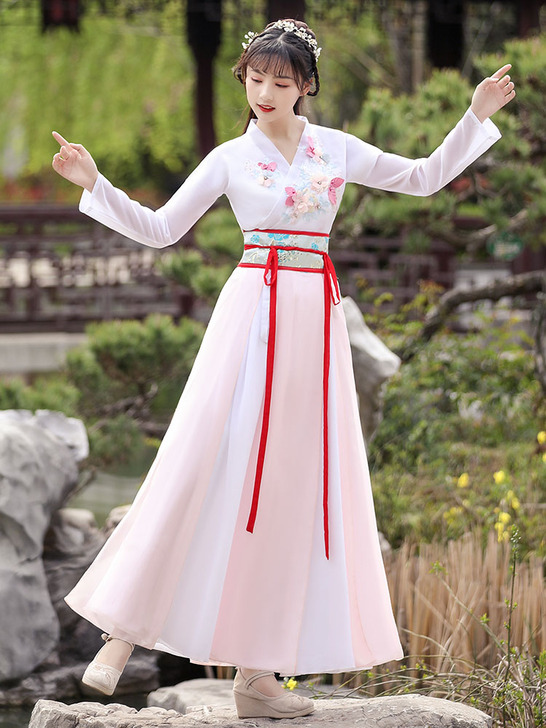 【55盛典价】粉色汉服女秋装中国风原创正品...