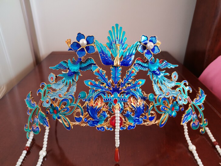 烧蓝发冠，188包邮，结婚明制凤冠，贝珠，...
