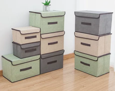 居家布艺折叠收纳箱储物箱带盖防尘便携盒衣物...