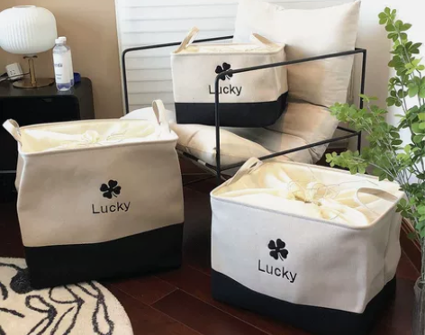 小香风家用衣物收纳筐布艺带束口超大号衣柜收...