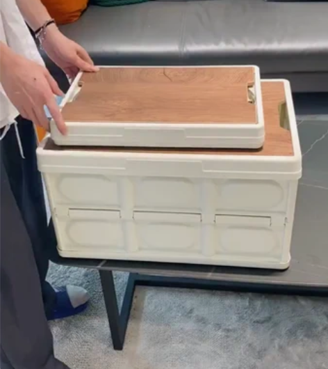 全新 包邮随途车载折叠储物木盖收纳箱多功能...