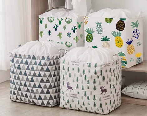 束口衣服收纳筐被子收纳袋棉麻布艺收纳箱防水...