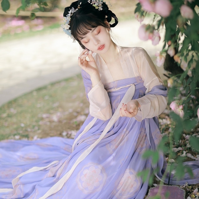 【梦唐】汉服女唐制一片式齐胸襦裙夏季复原薄...