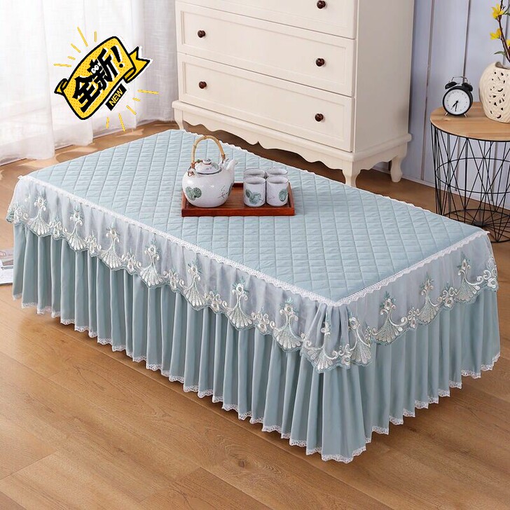 全新茶几桌布长方形茶几套罩布艺蕾丝餐桌垫客...