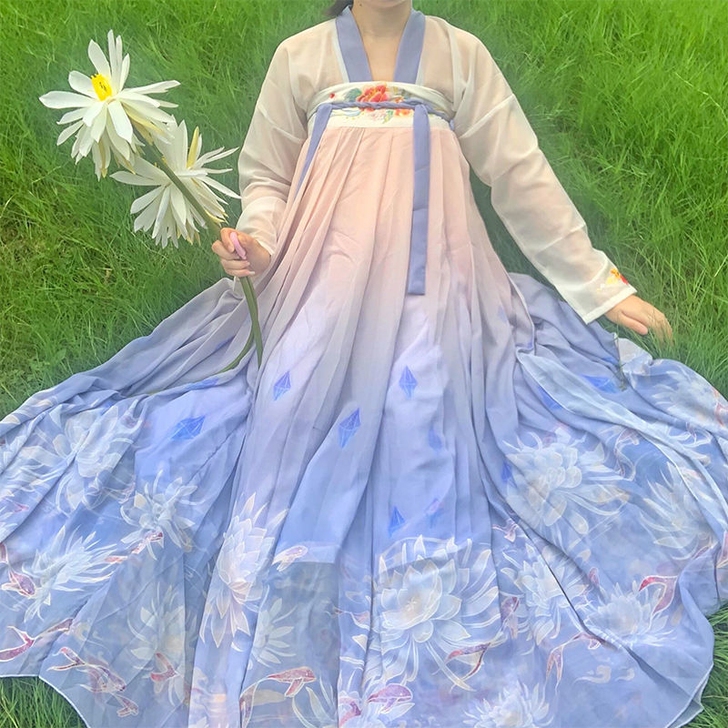 汉朝歌原创昙华迭梦汉服女超仙一片式齐胸襦裙...