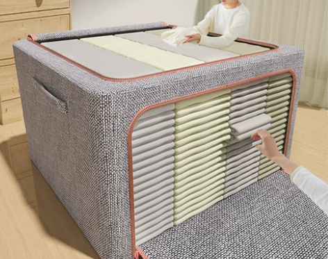 加厚棉麻衣服收纳箱布艺衣物整理盒折叠衣柜大...