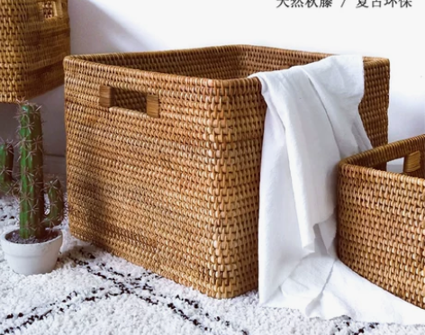 藤编收纳箱 藤编竹编越南收纳筐零食桌面收纳...